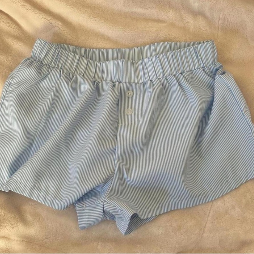 Women's Blue Striped Shorts